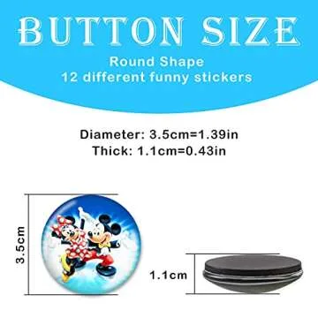 12Pcs Cute Mouse Cartoon Refrigerator Magnet for Kids Funny Magnet Fridge Round Glass Fridge Decoration,Office Whiteboard Magnet,Fun School Supplies,Cabinet Cute Locker Magnet