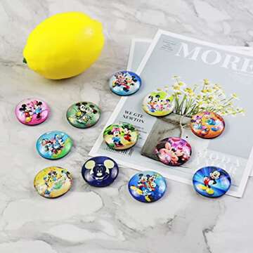12Pcs Cute Mouse Cartoon Refrigerator Magnet for Kids Funny Magnet Fridge Round Glass Fridge Decoration,Office Whiteboard Magnet,Fun School Supplies,Cabinet Cute Locker Magnet