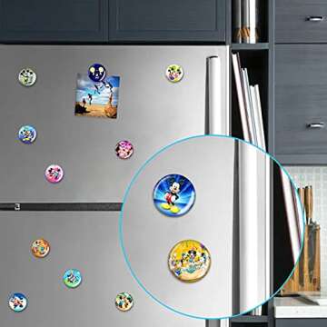 12Pcs Cute Mouse Cartoon Refrigerator Magnet for Kids Funny Magnet Fridge Round Glass Fridge Decoration,Office Whiteboard Magnet,Fun School Supplies,Cabinet Cute Locker Magnet