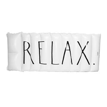 Rae Dunn x CocoNut Float Deluxe Lounger Float - New! Relax Theme - Adult Size Multi-Purpose Inflatab...