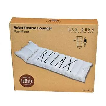 Rae Dunn x CocoNut Float Deluxe Lounger Float - New! Relax Theme - Adult Size Multi-Purpose Inflatable Drifter & Lounger - Versatile Ride-On Raft for Summer & Swim Parties