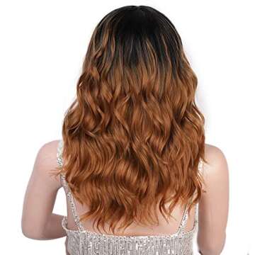 AISI HAIR Ombre Brown Wavy Bob Wigs with Bangs