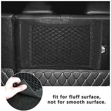 CUGBO 4 Pack Car Storage Net, Universal Black Mesh Trunk Cargo Side Back Seat Organizer, Nylon Stick...