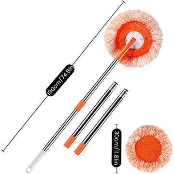 360° Rotatable Adjustable Cleaning Mop with 4 Mop Head, Extendable Wall Cleaning Mop, Spin Mop for ...