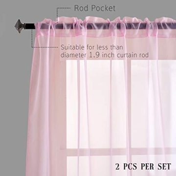 TOAVA DECO Christmas Pink Sheer Voile Curtains 52x84 Panels