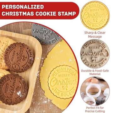 Personalized Family Cookie Stamps Customizable Last Name 3D Christmas Cookie Stamps For Fondant Fros...