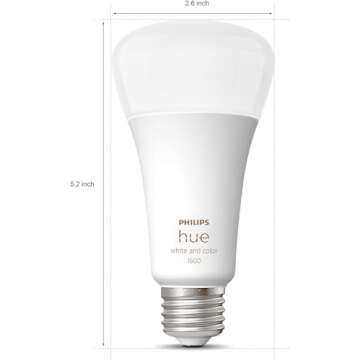 Philips Hue Smart 100W A21 LED Bulb - White and Color Ambiance Color-Changing Light - 1 Pack - 1600LM - E26 - Indoor - Control with Hue App - Works with Alexa, Google Assistant and Apple Homekit