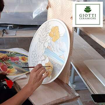 Large Ceramic Bowl for kitchen - Italian dinnerware pasta bowl - Yellow White Blue Lemon Sunflower serving tray - Hand painted Tuscan pottery bowls - Made in Italy - Ceramics salad tuscan soul platter