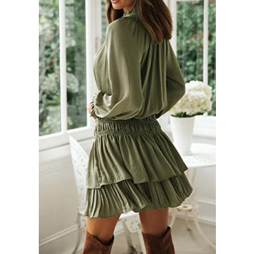 Stylish R.Vivimos Pleated Swing Mini Dress for Women