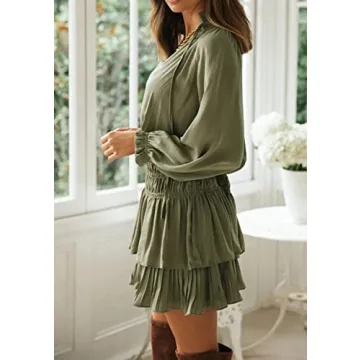 Stylish R.Vivimos Pleated Swing Mini Dress for Women