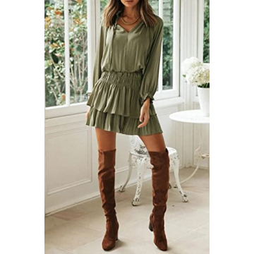 Stylish R.Vivimos Pleated Swing Mini Dress for Women