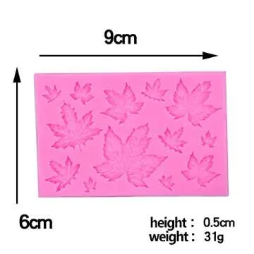 5Pcs 3D Mini Pumpkin Fall Fondant Silicone Mold Maple Leaves Candy Chocolate Mold Cake Decorating for Halloween Thanksgiving Day DIY Christmas Cake Border Supplies for Baking, Candle, Soap Clay