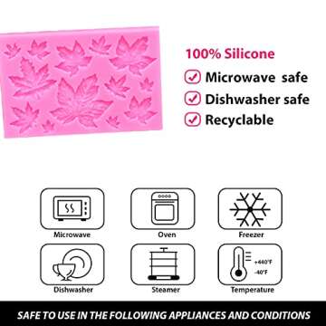 5Pcs 3D Mini Pumpkin Fall Fondant Silicone Mold Maple Leaves Candy Chocolate Mold Cake Decorating for Halloween Thanksgiving Day DIY Christmas Cake Border Supplies for Baking, Candle, Soap Clay