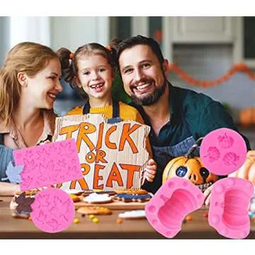 5Pcs 3D Mini Pumpkin Fall Fondant Silicone Mold Maple Leaves Candy Chocolate Mold Cake Decorating for Halloween Thanksgiving Day DIY Christmas Cake Border Supplies for Baking, Candle, Soap Clay