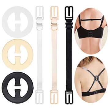 6 Pcs Bra Straps Clips, Racerback Bra Clips, Elastic Adjustable Non-Slip Strap and Round Bra Straps ...
