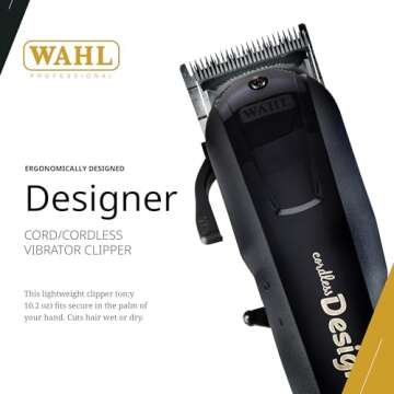 Wahl Professional Designer Cordless Clipper with Lithium Ion Battery for Hair Cutting