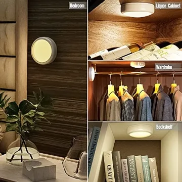 HEPLP Color Changing LED Puck Lights with Remote Control