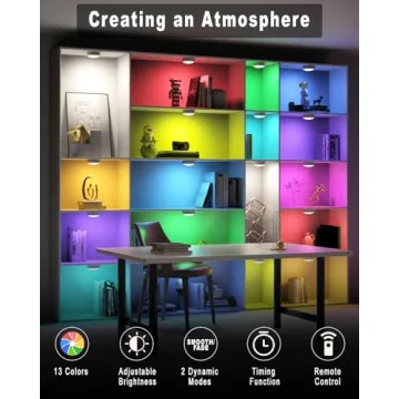 HEPLP Color Changing LED Puck Lights with Remote Control