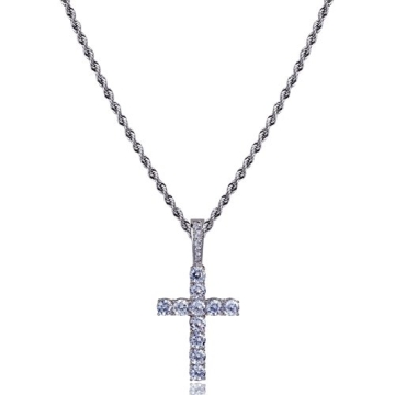 TOPGRILLZ Cross Necklace for Men Gold Necklace for Women Gold Jewelry 14K Silver Plated Solid Iced C...