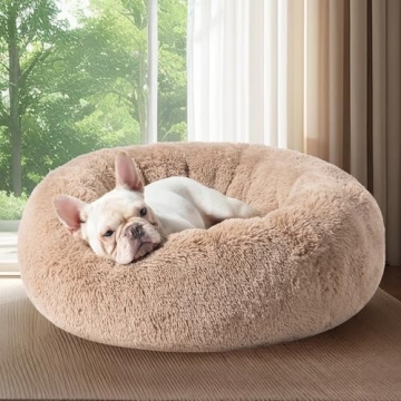 Bedsure Calming Dog Bed for Medium Dogs - Donut Washable Medium Pet Bed, 30 inches Anti-Slip Round F...