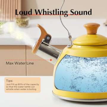 ROCKURWOK Tea Kettle, Tea Pot with Cool Touch Ergonomic Handle, Tea Kettle Food Grade Stainless Stee...