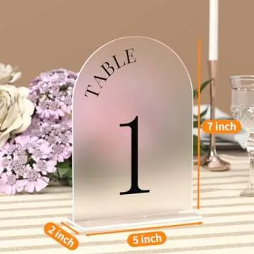 Frosted Table Numbers, 5x7 Wedding Table Numbers 1-15, Arch Acrylic Table Number Holder with Stands for Wedding Party Event