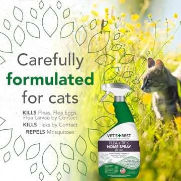 Vet's Best Flea and Tick Home Spray for Cats - Flea Treatment for Cats and Home - Plant-Based Formula - Certified Natural Oils - 32 oz