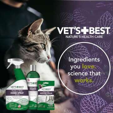 Vet's Best Flea and Tick Home Spray for Cats - Flea Treatment for Cats and Home - Plant-Based Formula - Certified Natural Oils - 32 oz