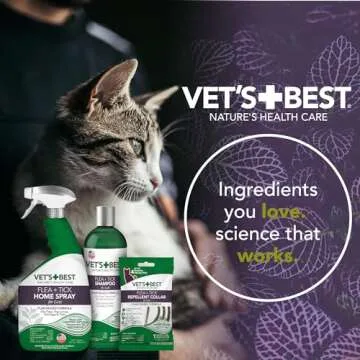 Vet's Best Flea and Tick Home Spray for Cats - Flea Treatment for Cats and Home - Plant-Based Formula - Certified Natural Oils - 32 oz