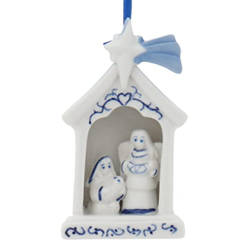 Delft Blue Holy Family Ornaments for Elegant Christmas Decor
