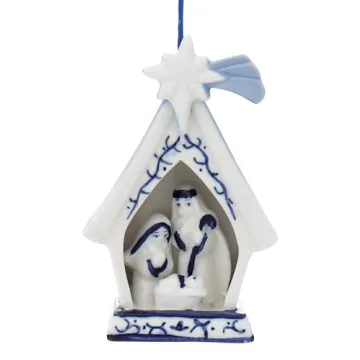 Delft Blue Holy Family Ornaments for Elegant Christmas Decor