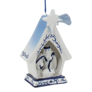 Delft Blue Holy Family Ornaments for Elegant Christmas Decor