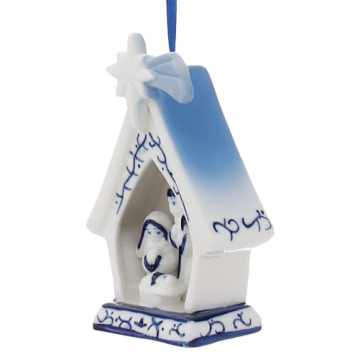 Delft Blue Holy Family Ornaments for Elegant Christmas Decor