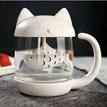 Cute Cat Tea Mug and Fish Infuser for Tea Lovers