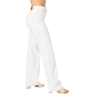 Judy Blue Women's White Wide Leg High-Rise Jeans