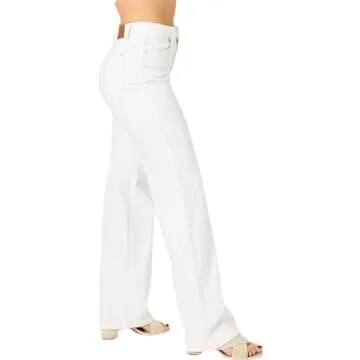 Judy Blue Women's White Wide Leg High-Rise Jeans