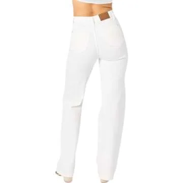 Judy Blue Women's White Wide Leg High-Rise Jeans
