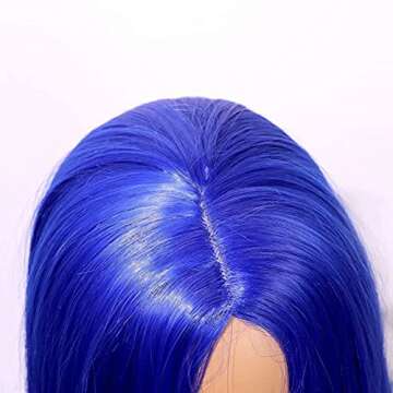 EEWIGS Blue Long Straight Synthetic Middle Part None Lace Wigs Natural Looking full machine made wig Heat Resistant Fiber Hair for Women (blue)