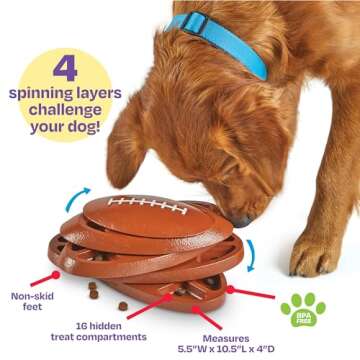 Brightkins Touchdown Time! Treat Puzzle - Dog Puzzle Toys, Interactive Dog Toys, Gifts for Dogs