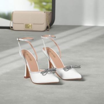 DREAM PAIRS Women's High Heels Destiny Closed Toe Strappy Heels Sexy Rhinestone Ankle Strap Pumps Wedding Bridal Party Dress Shoes Destiny,Size 7.5,White,SDPU2208W