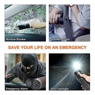 CarAIDE Super Safe Jump Starter(12V 1000A, up to 6.0L Gas, 4.0L Diesel Engine), Car Battery Booster, 18 in 1 Emergency Escape Multi-Tools, Window Breaker, Seat Belt Cutter, Alarm, SOS Flash