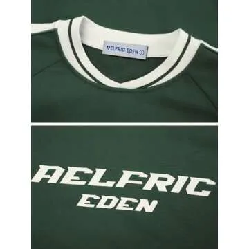 Aelfric Eden Oversized Crewneck Sweatshirts for Men Red Vintage Graphic Pullover Loose Fit Streetwear Long Sleeve Top