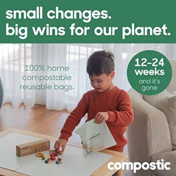 Compostic Home Compostable Resealable Gallon Bags - Eco-Friendly Food Storage