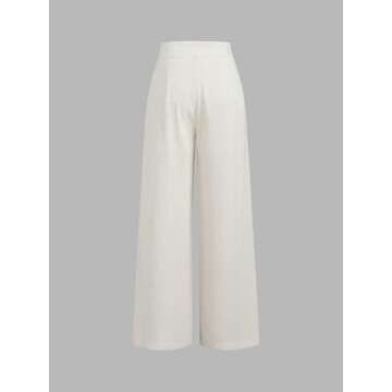 CIDER Women's Linen Blend Pants Wide Leg High Waist Business Casual Lounge Pant with Pockets