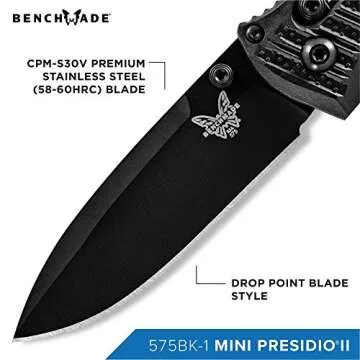 Benchmade - Mini Presidio II 575-1 Tactical Knife with Graphite Black CF Elite Handle (575BK-1)