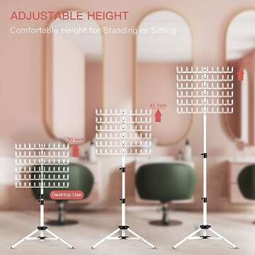Sunnacate Height Adjustable Braiding Hair Rack with 120 Pegs, 2-side Hair Extension Holder, Hair Hol...