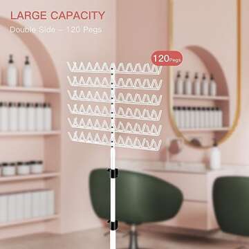 Sunnacate Height Adjustable Braiding Hair Rack with 120 Pegs, 2-side Hair Extension Holder, Hair Holder with Hair Braiding Tools for Stylists(Patent Protection)