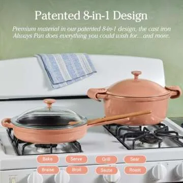 Our Place Cast Iron Always Pan | Premium Enameled, Toxin-Free Surface | 10-inch 8-in-1 Multifunctional Cookware System | Lid, Handle Covers | Heavy Duty Skillet | Oven & High Heat Safe | Spice