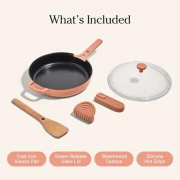 Our Place Cast Iron Always Pan | Premium Enameled, Toxin-Free Surface | 10-inch 8-in-1 Multifunctional Cookware System | Lid, Handle Covers | Heavy Duty Skillet | Oven & High Heat Safe | Spice