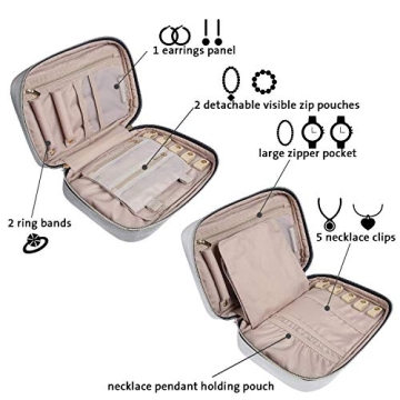 BAGSMART Grey Travel Jewelry Organizer Compact Storage